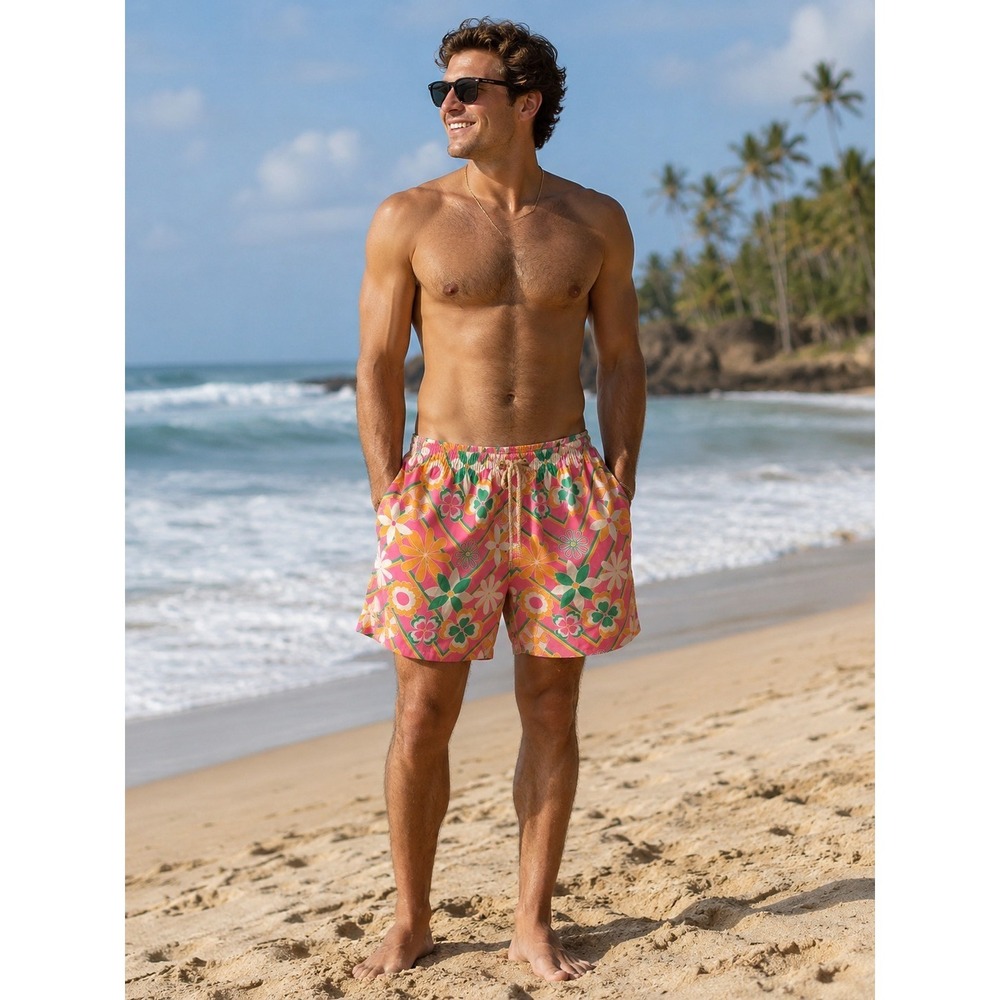 Kenny Flowers Acapulco Vacation Beach Swim 1960 Inspired trunks Size M